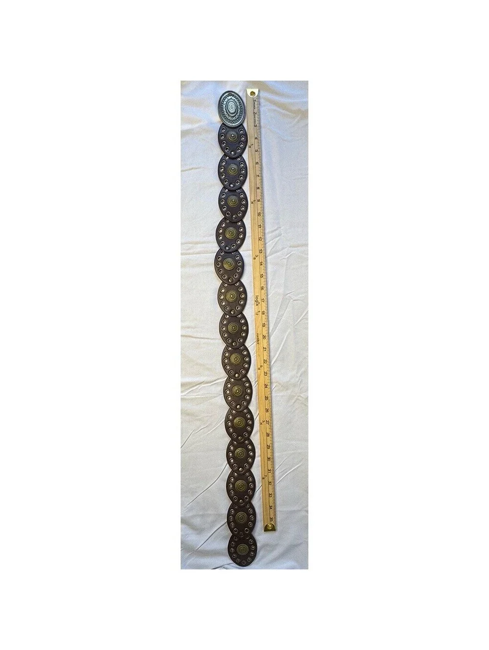 Unbranded Concho Disc Belt S/M Brown Boho Western Grommet Oval Buckle NWOT